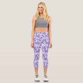 Leggings Capri Floral de Cintura Alta 