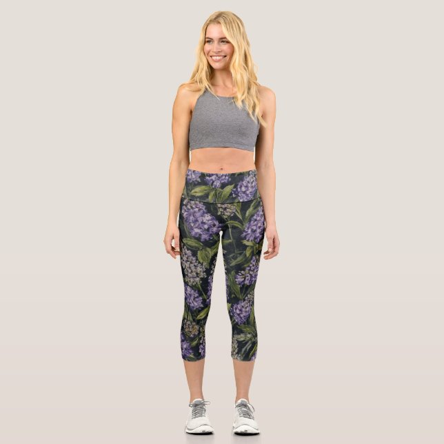 Leggings Capri Floral de Cintura Alta  (Anverso)