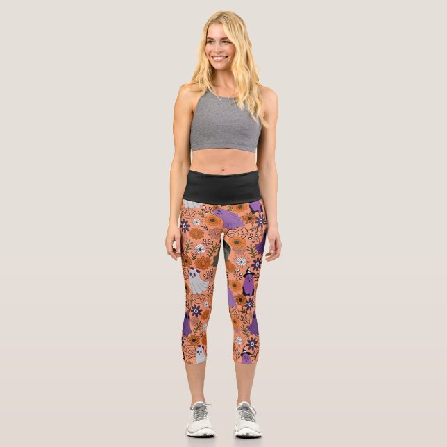 Leggings Capri Floral espeluznante (Anverso)