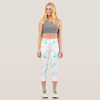 Leggings Capri Floral Geometric Gradient High Waisted Capris