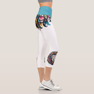 Leggings Capri Floral Lion Silhouette