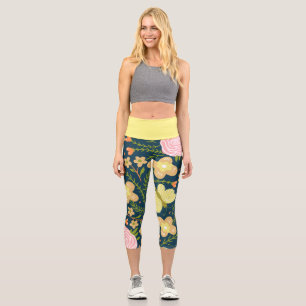 Leggings Capri Floral, Mariposa Y Glamour Elegante Sin Precedente