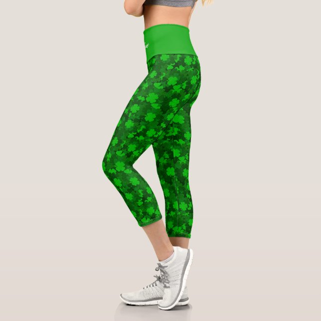 Leggings Capri Floral moderna de cuatro hojas (Izquierda)
