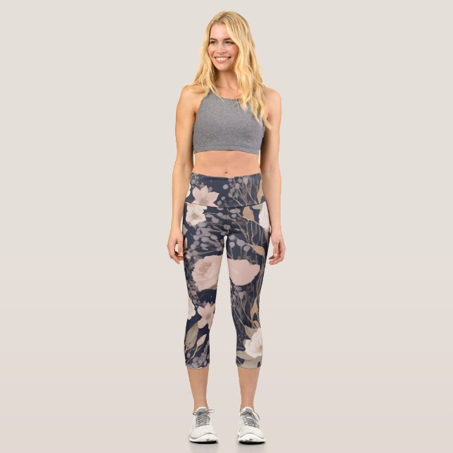 Leggings Capri Floral Motif Yoga Capris (Anverso)