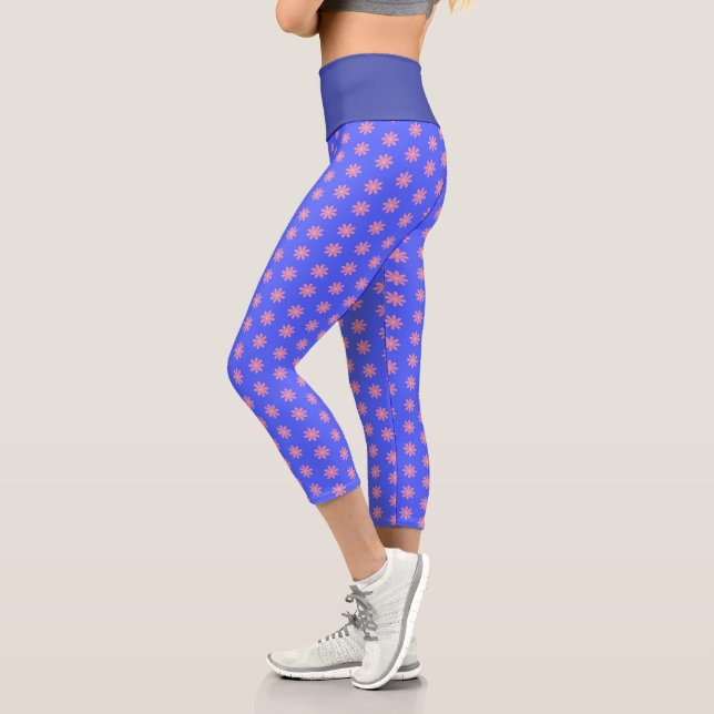Leggings Capri Floral Pink And Blue Pattern (Izquierda)