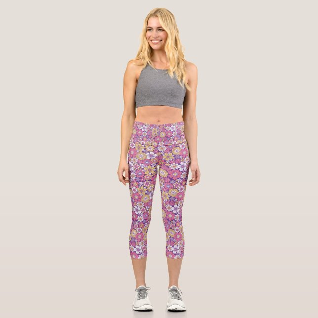 Leggings Capri Floral retro negrita (Anverso)