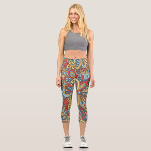 Leggings Capri Floral Y Glamour Patrón De Moda Sin Marea