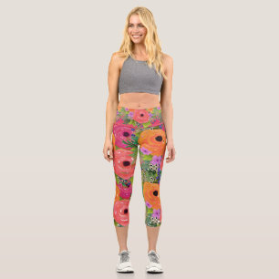 Leggings Capri Flores acuáticas grandes