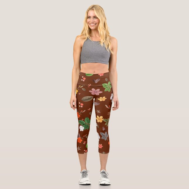 Leggings Capri Flores amarillas y rosas blancas 12 (Anverso)