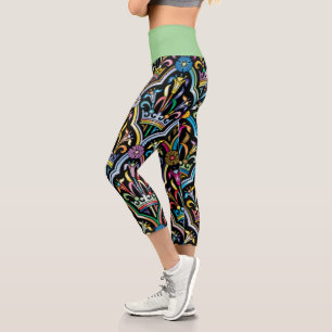 Leggings Capri Flores, Arte Y Verde