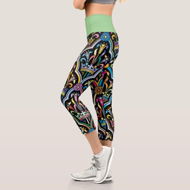 Leggings Capri Flores, Arte Y Verde (Izquierda)