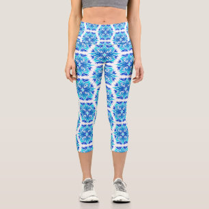 Leggings Capri Flores Azules, Patrón De Flores, Patrón Floral