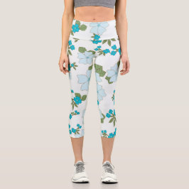 Leggings Capri Flores Azules, Patrón Floral, Patrón De Flores