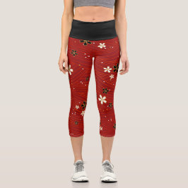 Leggings Capri Flores blancas y negras