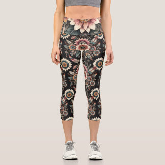 Leggings Capri Flores Bohemias Nocturnas