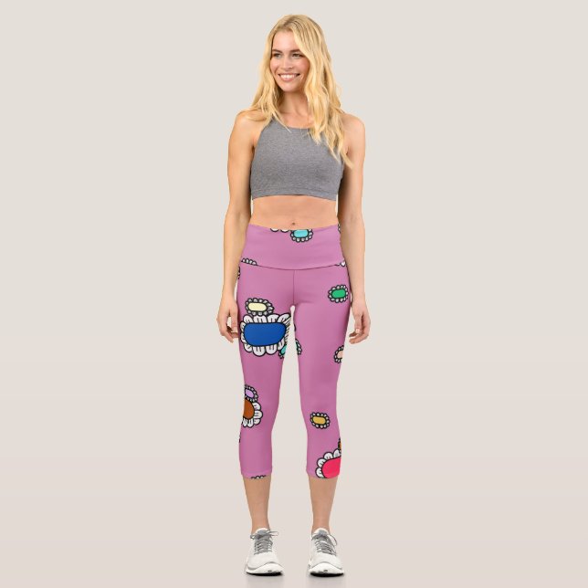 Leggings Capri flores bonitas  (Anverso)