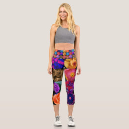 Leggings Capri Flores Capris De Alto Desaguado