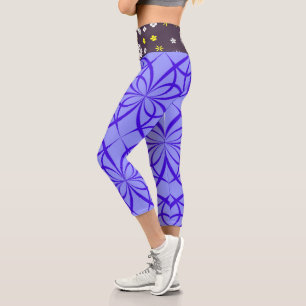 Leggings Capri Flores Capris de cintura alta   Zazzle_Growshop.