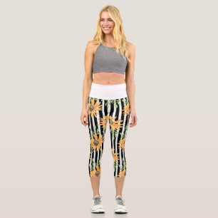 Leggings Capri Flores Colorido Naturaleza Elegante Femenino