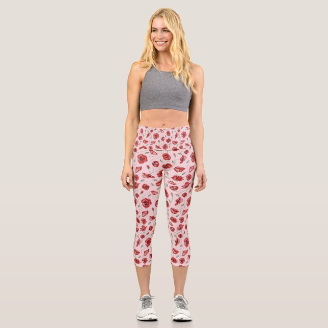 Leggings Capri Flores de amapola (Anverso)