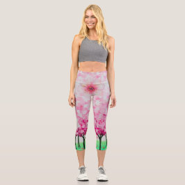 Leggings Capri Flores de cerezo impresionistas