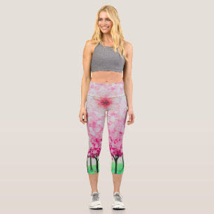 Leggings Capri Flores de cerezo impresionistas
