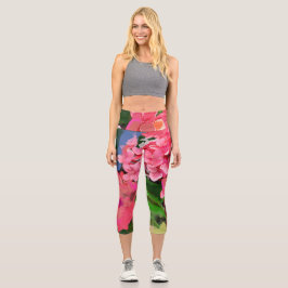 Leggings Capri Flores de Hawai rosa