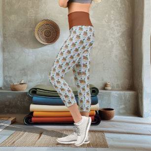Leggings Capri Flores de Hongo de Dragón de Fantasía Verde Capric