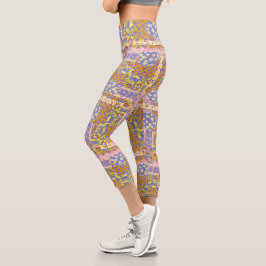 Leggings Capri Flores de margarita modernas en Periwinkle