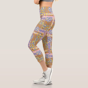 Leggings Capri Flores de margarita modernas en Periwinkle