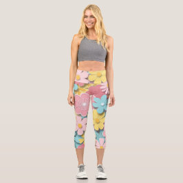 Leggings Capri Flores de papel