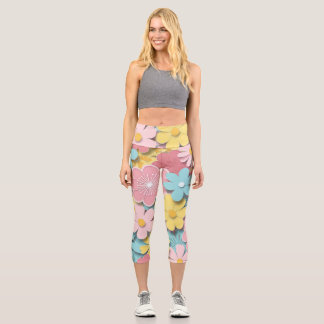 Leggings Capri Flores de papel