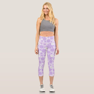 Leggings Capri Flores de Pastel Patrón LAVANDA