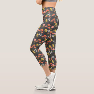 Leggings Capri Flores de perro naranja y amarilla