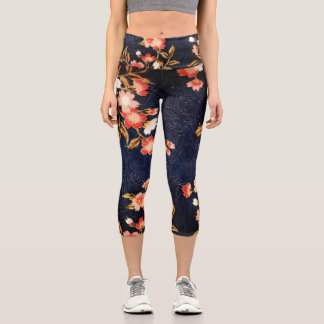 LEGGINGS CAPRI FLORES DE PRIMAVERA BLANCA ROJA ROJA PROFUNDA PIER