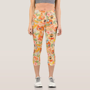 Leggings Capri Flores de primavera naranja