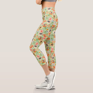 Leggings Capri Flores de primavera naranja