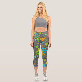 Leggings Capri Flores de punta de felpa - Patrón Emmy