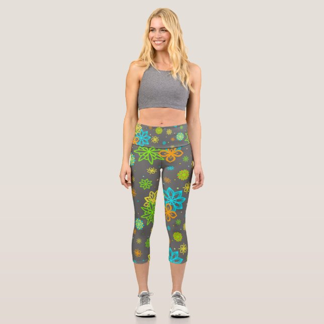Leggings Capri Flores de punta de felpa - Patrón Emmy (Anverso)