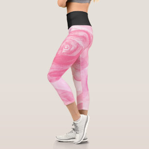 Leggings Capri Flores De Rosa Y Negro