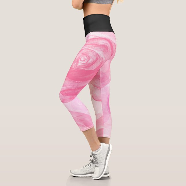 Leggings Capri Flores De Rosa Y Negro (Izquierda)