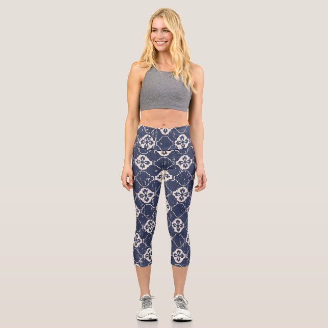 Leggings Capri Flores desgastadas: sin foco vintage (Anverso)