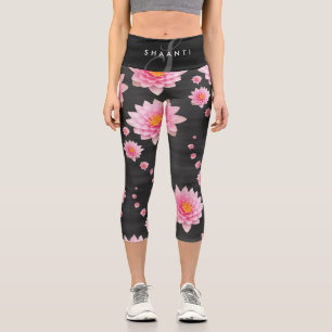 Leggings Capri Flores elegantes flotantes de Lotus rosa