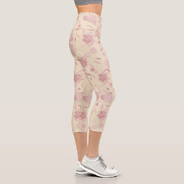 Leggings Capri Flores elegantes y modernas Rubor Crema rosa