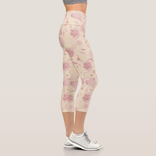 Leggings Capri Flores elegantes y modernas Rubor Crema rosa (Derecha)