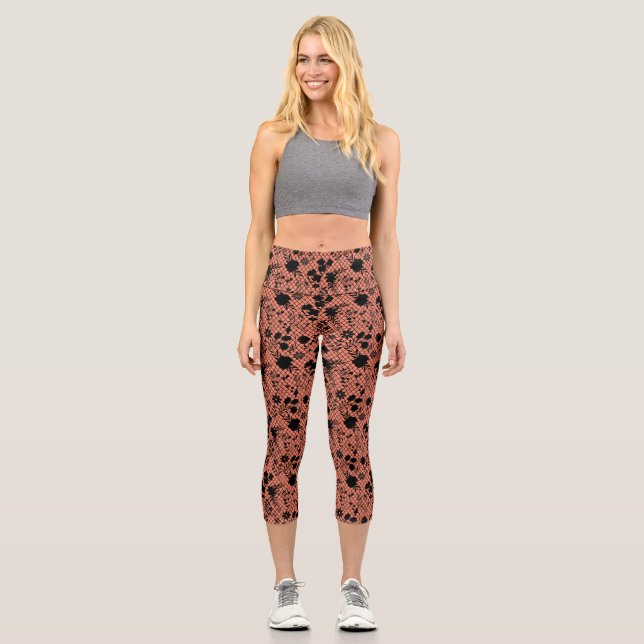 Leggings Capri Flores en neto 01.wx4 Naranja BG (Anverso)