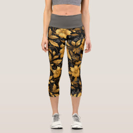 Leggings Capri Flores históricas en forma de flores enrolladas
