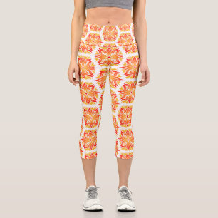 Leggings Capri Flores naranjas, Patrón De Flores, Patrón Floral