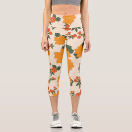 Leggings Capri Flores naranjas, Patrón Floral, Patrón De Flores