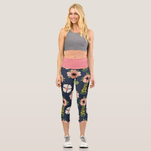 Leggings Capri Flores naturales coloridas Cuidada Acuarela